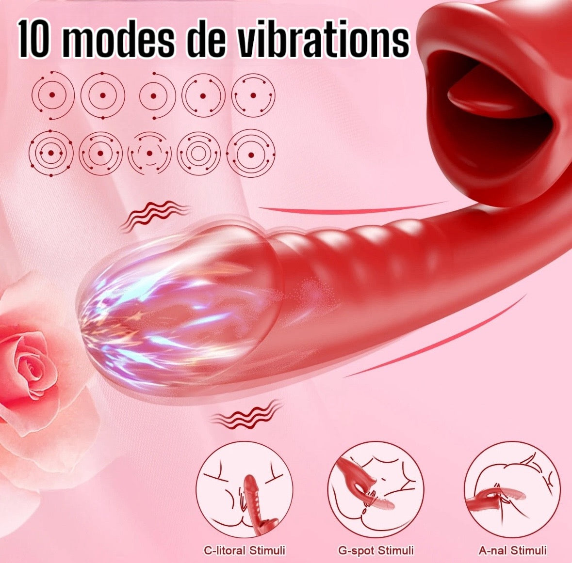 Lucifer On You - Sextoys Vibromasseur 3 en 1 langue, bouche et vibrations