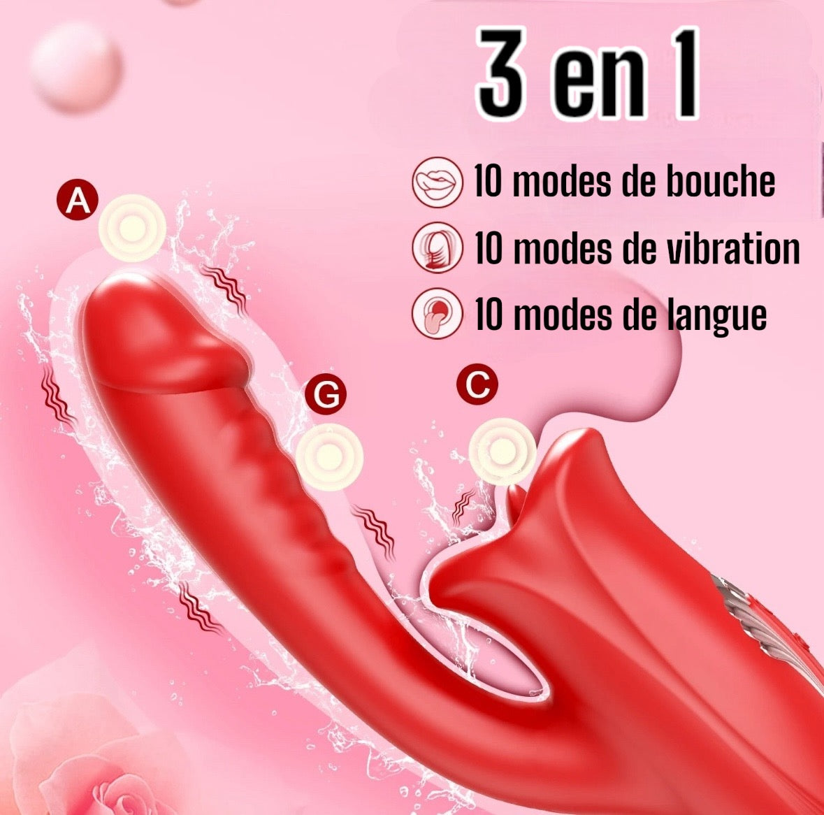 Lucifer On You - Sextoys Vibromasseur 3 en 1 langue, bouche et vibrations