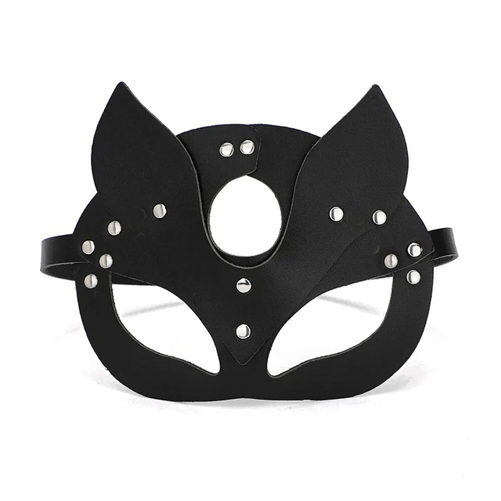 Lucifer On You - Masque collier et laisse Kitty en cuir PU