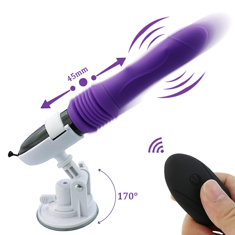 Lucifer On You - Va & vient sextoy automatique gode télescopique télécommandé ventouse