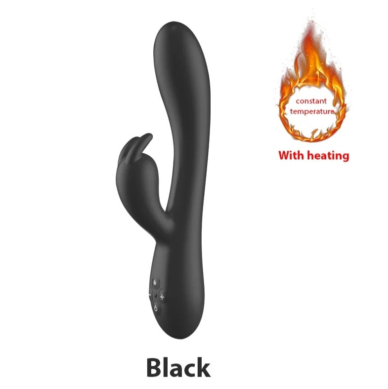 Lucifer On You - Rabbit Sextoy vibrant et chauffant stimulateur point G et clitoris jouet sexuel waterproof flexible silencieux rechargeable USB multipositions noir